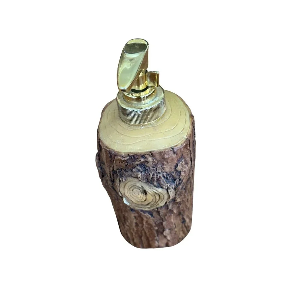 Rustic TreeBark BathroomSet - Soap Dispenser Toothbrush Holder Tumbler TissueBox